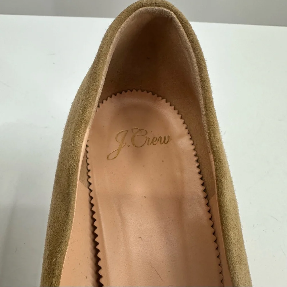 J Crew Mid Heel Pumps Camel Tan Suede Point Toe Womens 7.5